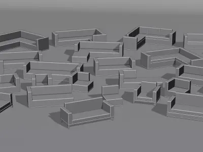 Modern Low Poly Sofa Pack Free low-poly 3D model