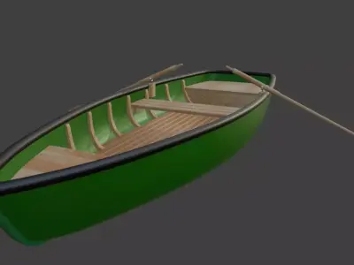 Recreational boat on oars for river and lake Free 3D model