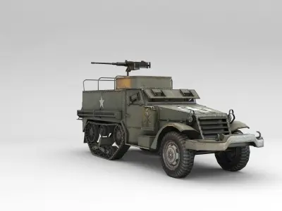 Low Poly M3A1 Half-track Personnel Carrier Low-poly 3D model
