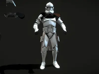 Clear standard clone trooper pack Low-poly 3D model