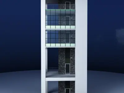 Glass tower city building 3D model