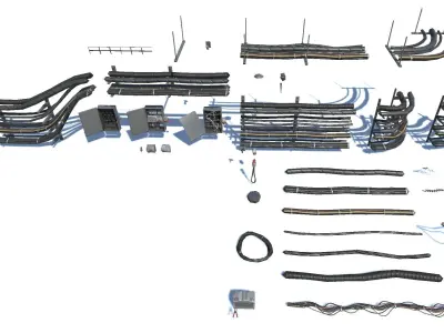 Wires pack Low-poly 3D model