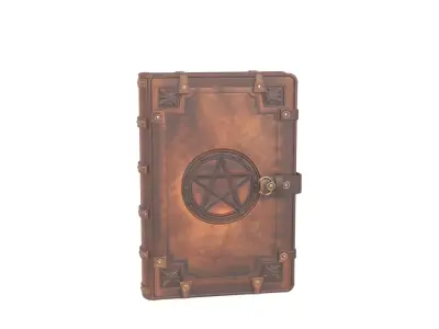 3D Leather Grimoire Book Cover Pentagram and Aged 3D model