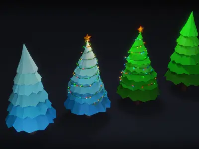 Low Poly Christmas Trees Free low-poly 3D model