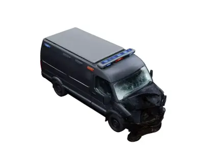 Crashed SWAT Van Damaged Tactical Police Vehicle 3D model