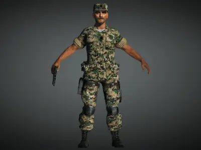 AAA Military Male Character 07 Low-poly 3D model