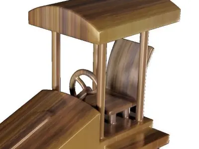 Wooden Road Roller Toy Low-poly 3D model