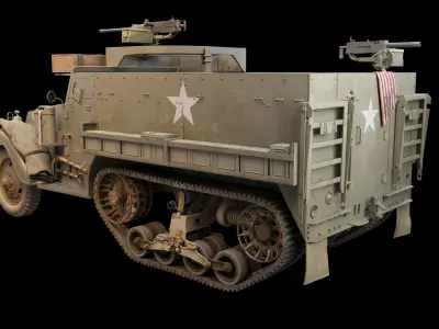 Realistic M3A1 Half-Track 3D HardSurface Model 3D model