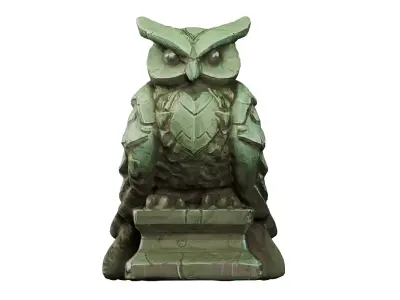 Stylized Stone Owl Statue  Game Ready 3D Model Low-poly 3D model