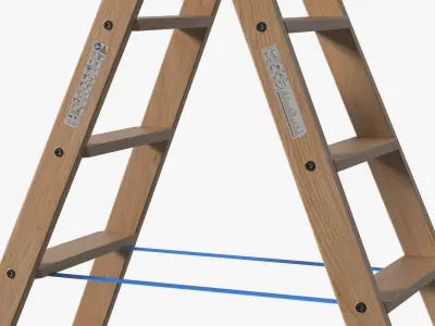 Wooden Step Ladder Open 3D model