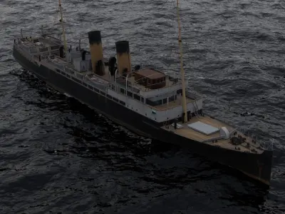 Ship in the Middle of Ocean Animation 3D model