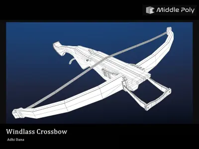 Crossbow Set windless Low-poly 3D model