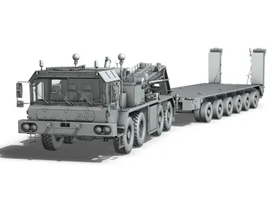 Faun STL-56 - Heavy Duty Tractor with 52t Semi-Trailer 3D model