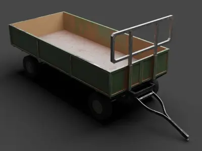 Dusty Agricultural Trailer Low-poly 3D model