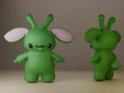 Cute bunny lowpoly 3d  model Low-poly 3D model