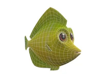 Yellow Tang Fish Cartoon Animated Low-poly 3D model