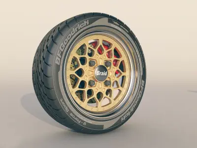 Braid 4RC wheel set - front and rear 3D model