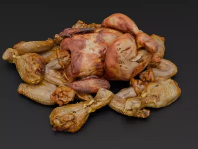 Chicken and a Parts Low-poly 3D model