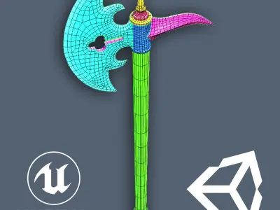 German  Halberd Low-poly 3D model