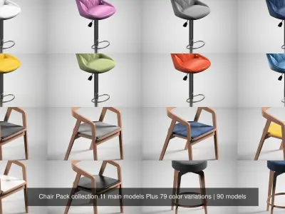 Chair Pack collection 11 main models Plus 79 color variations 
