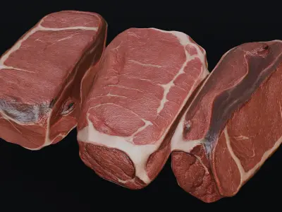 Raw pork leg Low-poly 3D model