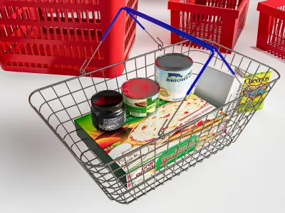 Supermarket Shop Store Elements shopping cart 8 3D model