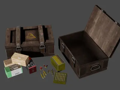 Ammo Box Set - Low Poly - Game Ready Low-poly 3D model