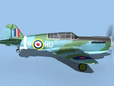 Curtiss P-40N Tomahawk V02 RAF 3D model