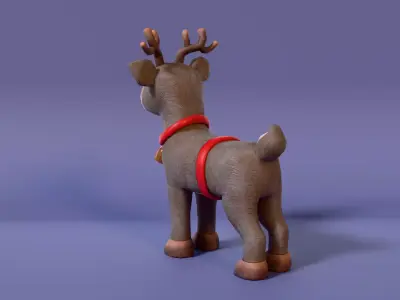 Low-Poly Cartoon Christmas Reindeer with Rig Low-poly 3D model