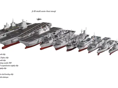 Chinese Navy 003 aircraft carrier Fujian new formation 3D model