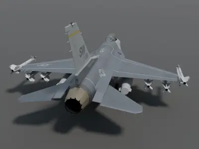 General dynamics F-16 fighter with Aim-9M Sidewinder 3D model