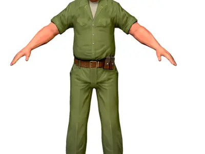 LowPoly Man Boss Slave Driver Chief Solder Low-poly 3D model