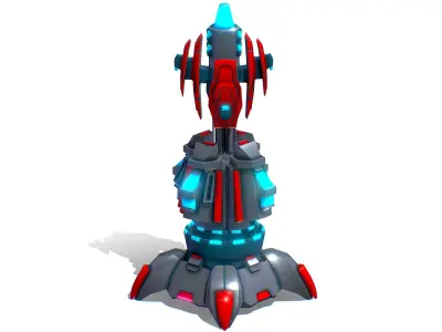 Robotic Automatic Laser Cannon Low-poly 3D model