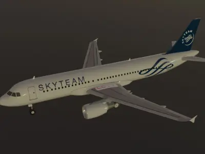 Skyteam Airbus a320-214 low poly 3D Model  Low-poly 3D model