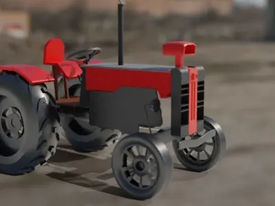 Tractor 3D Model in countryside Free 3D model