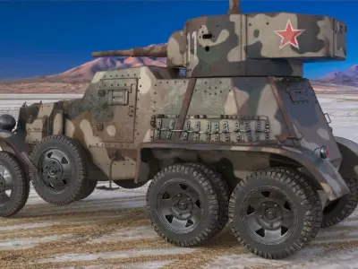 BA 6 Armored Car Camouflage Vray 3D model