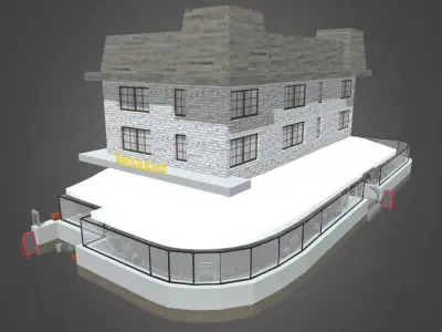 Bar Restaurant Hotel Low-poly 3D model