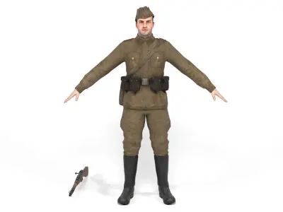 Soviet soldier 2 Low-poly 3D model