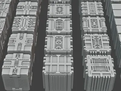 scifi storage box kitbash 3D model