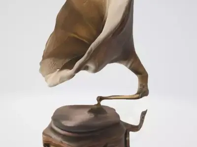 Damaged Vintage Gramophone 3D Model 3D model