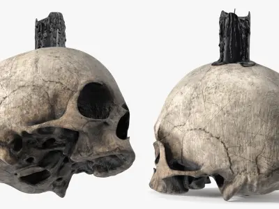 Gothic Skull Candle Decor 3D model
