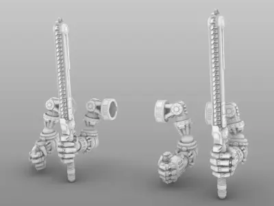 Free Chainsword and Armored Gauntlet For Questing Knights Free 3D print model