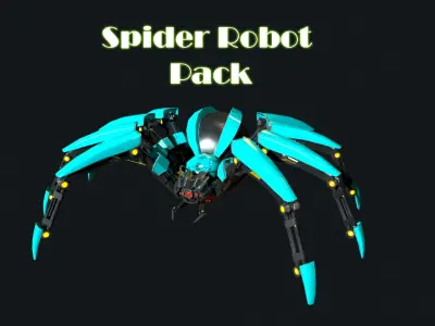 Spider Robot Pack Low-poly 3D model