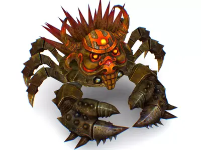 Brown Giant Crab Shell Crayfish Arthropods Sea Animal Low-poly 3D model