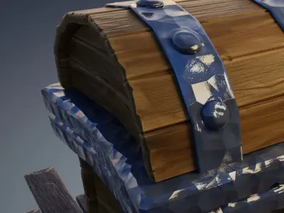 wooden treasure chest Free 3D model