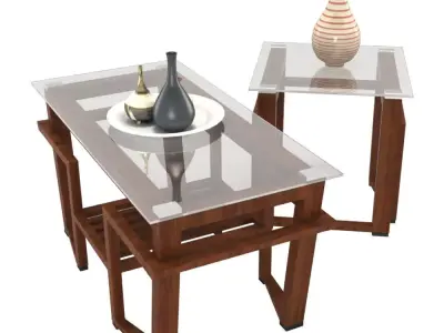 Table-02 two coffee tables with glass tops Free 3D model