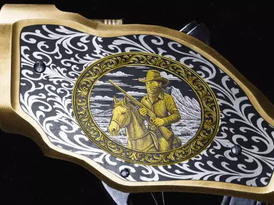 Wild West Gun Winchester 1887 - Short - Engraved Low-poly 3D model