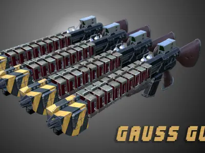 Gauss gun Low-poly 3D model