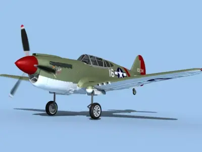 Curtiss P-40F Warhawk V02 USAAF 3D model