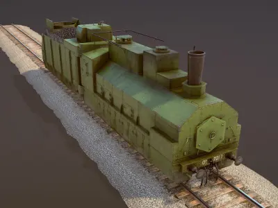 Armored Train PR-35 Locomotive Low-poly 3D model